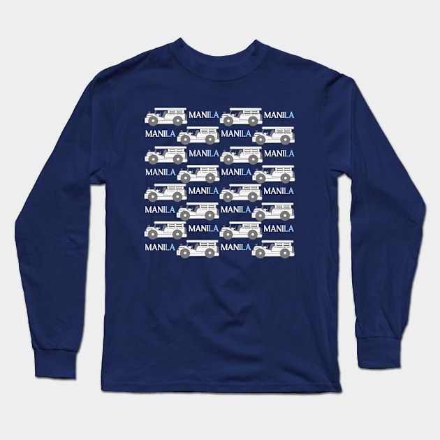 PHILIPPINE JEEPNEY PINOY PATTERN BLUE Long Sleeve T-Shirt by Aydapadi Studio